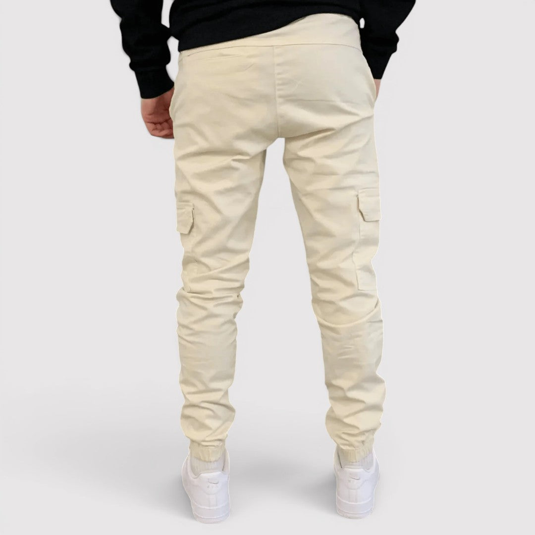 Michael Sydney men's cargo joggers with stretch waistband, front view
