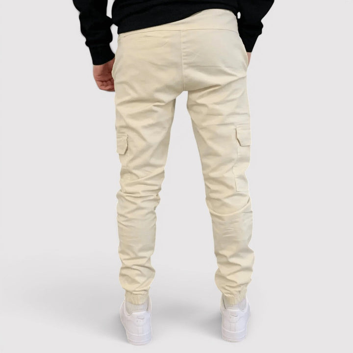 Michael Sydney men's cargo joggers with stretch waistband, front view