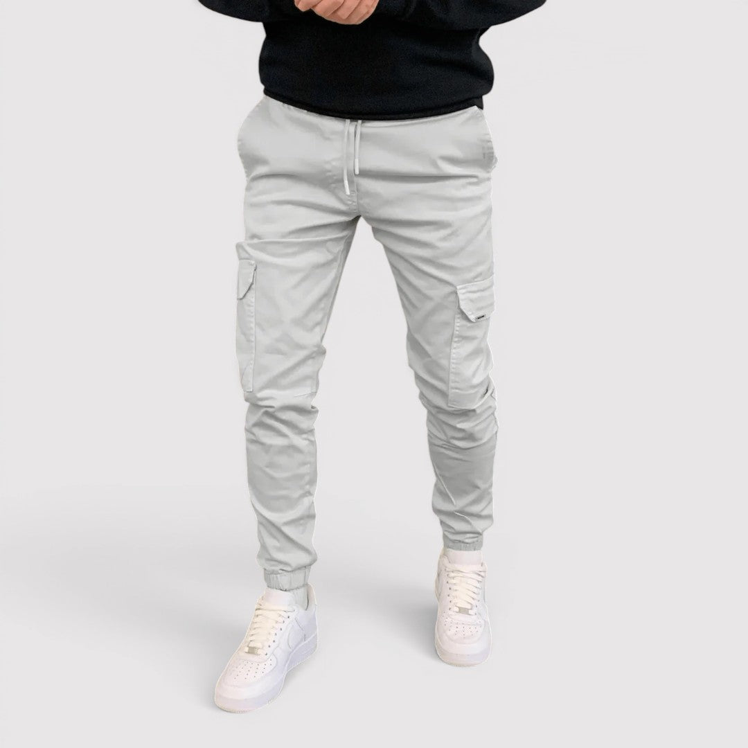 Michael Sydney men's cargo joggers with stretch waistband, front view