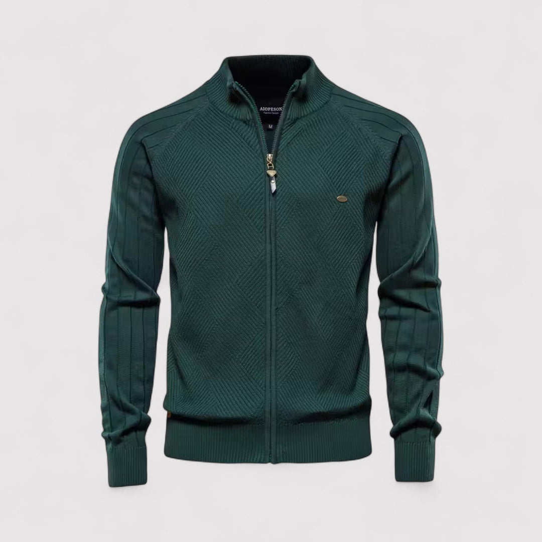 Michael Sydney men's Zip cardigan, front view