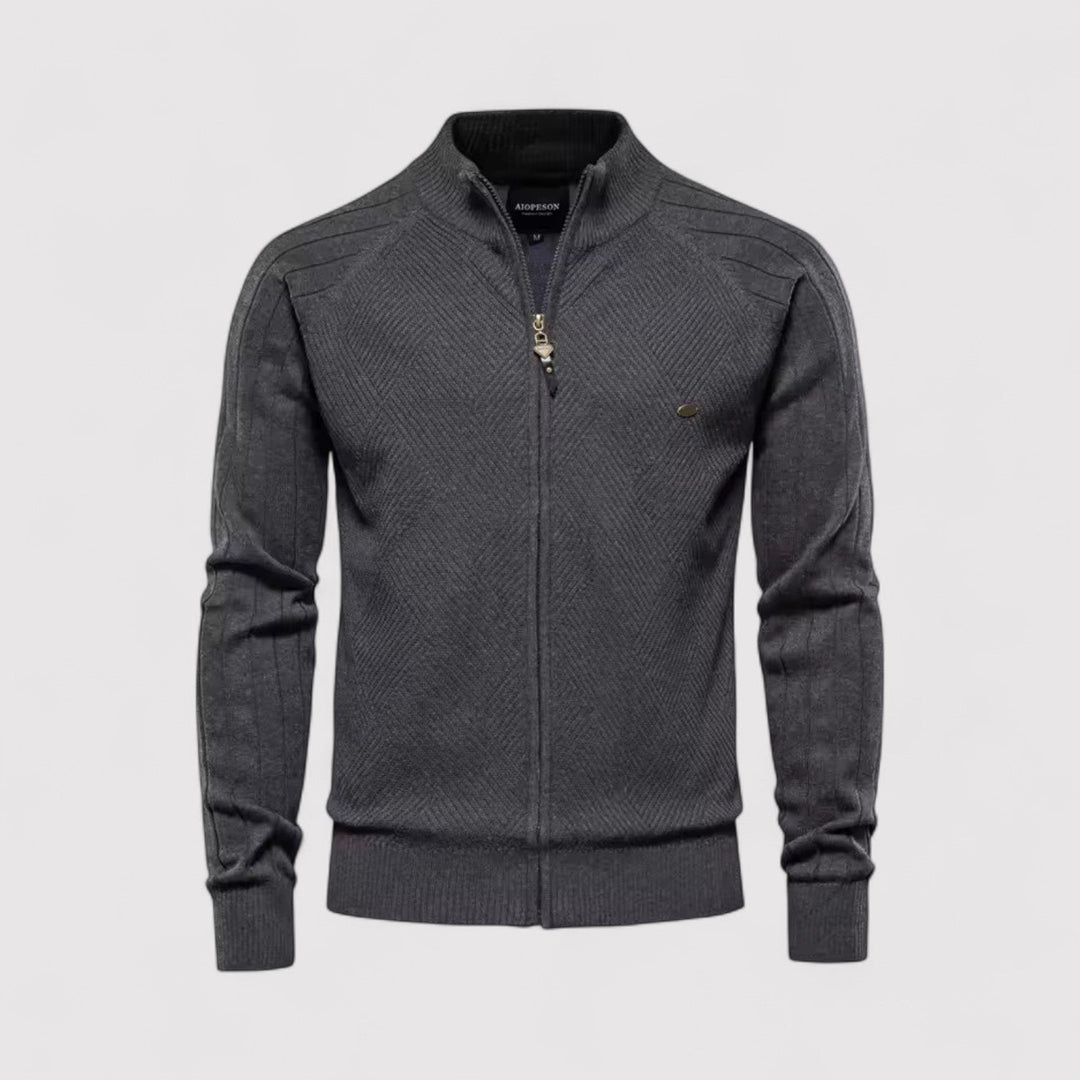 Michael Sydney men's Zip cardigan, front view