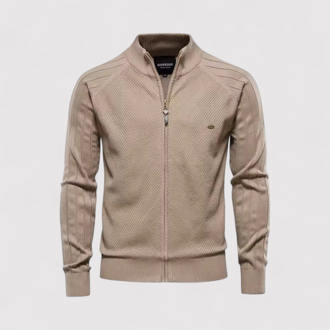 Michael Sydney men's Zip cardigan, front view
