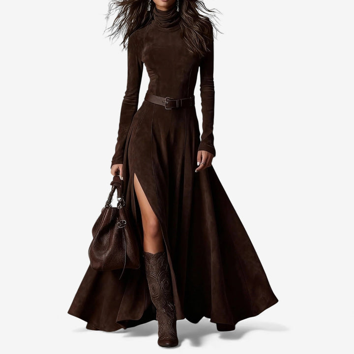 Anthea™ | Belted High-Neck Maxi Dress