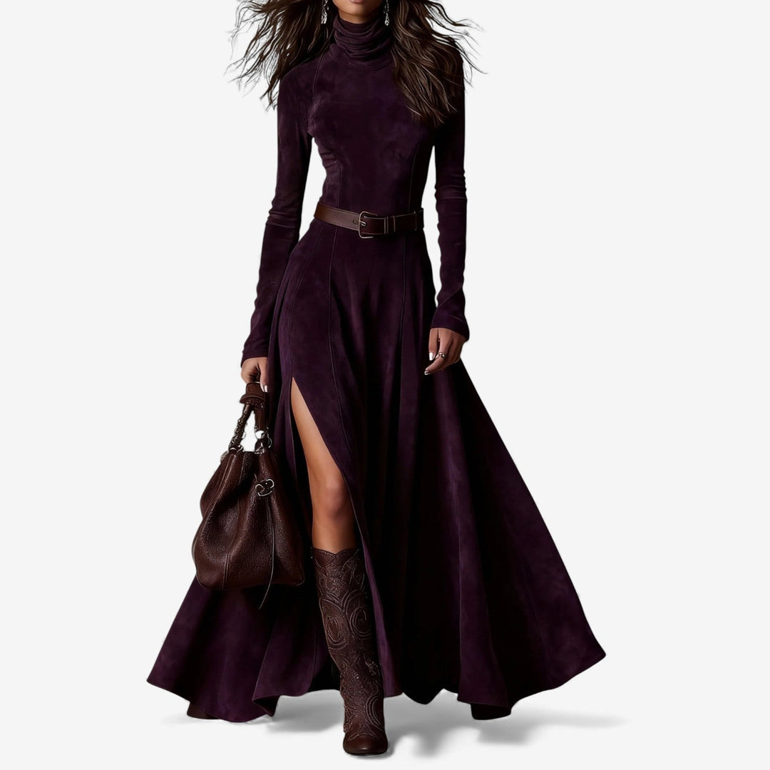 Anthea™ | Belted High-Neck Maxi Dress