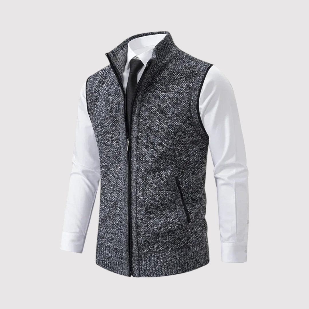 Michael Sydney men's zip-front vest, front view