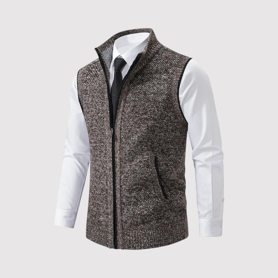 Michael Sydney men's zip-front vest, front view