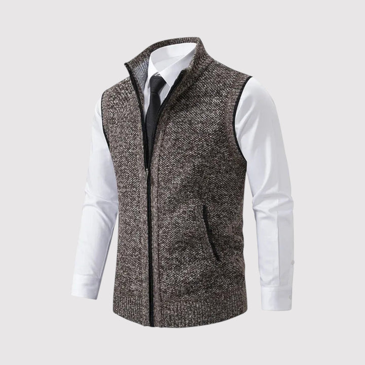 Michael Sydney men's zip-front vest, front view