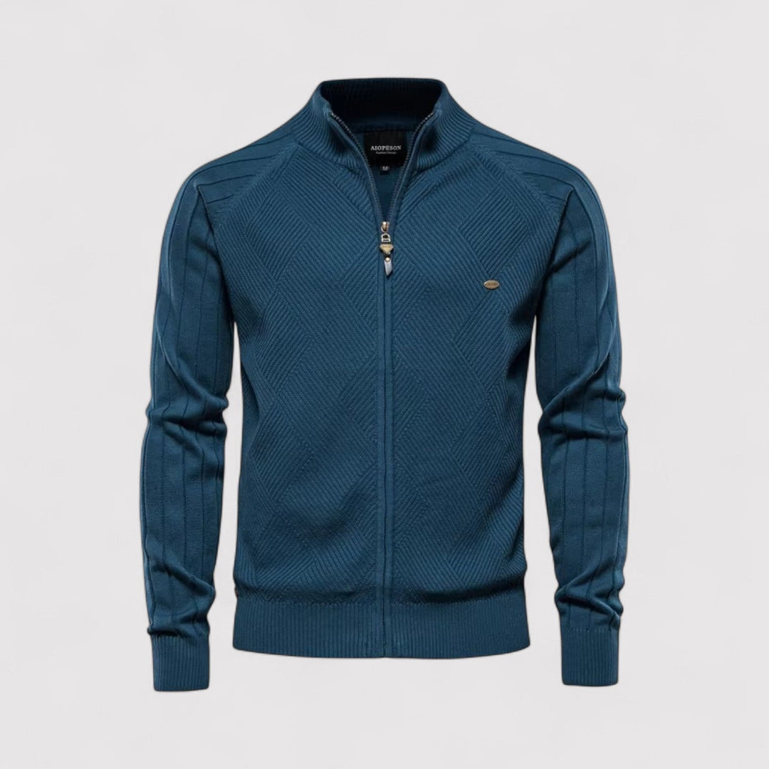 Michael Sydney men's Zip cardigan, front view