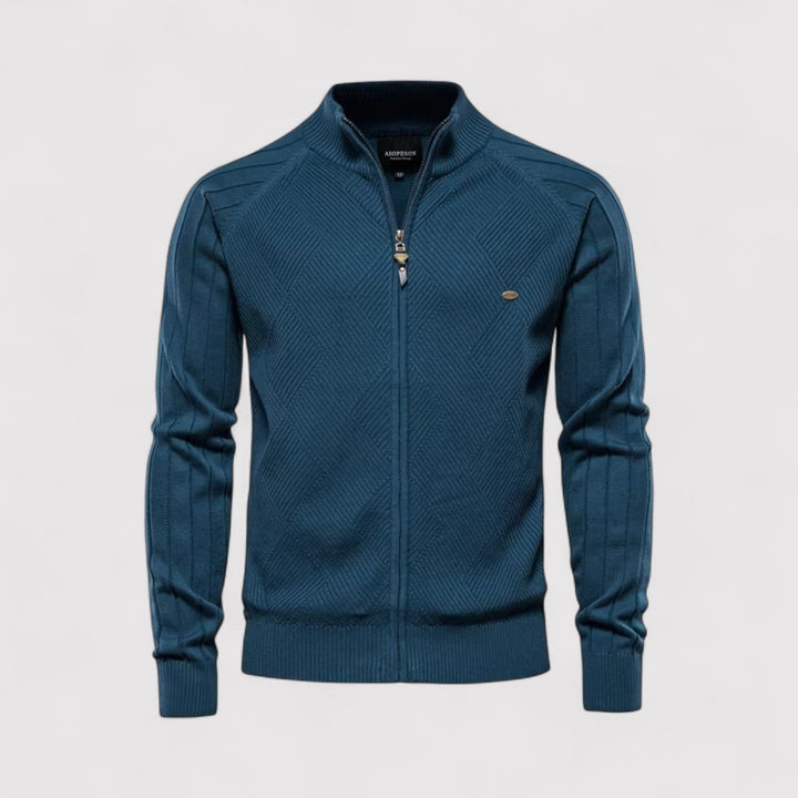 Michael Sydney men's Zip cardigan, front view