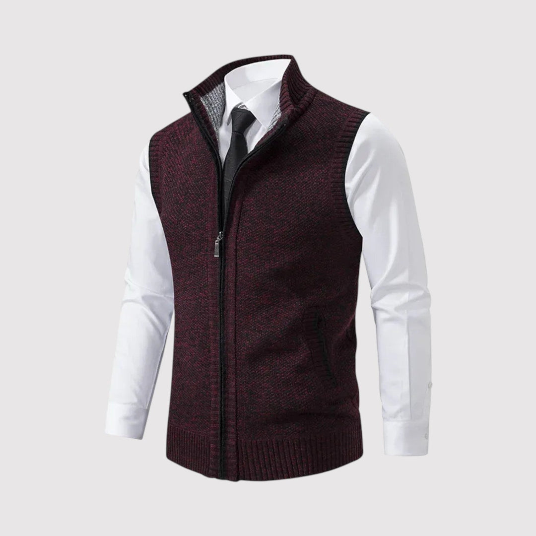 Michael Sydney men's zip-front vest, front view