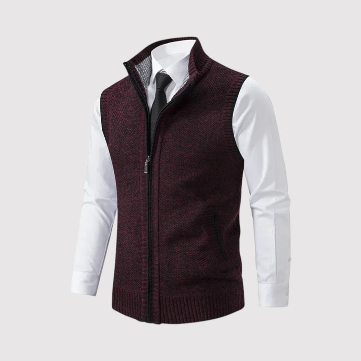 Michael Sydney men's zip-front vest, front view