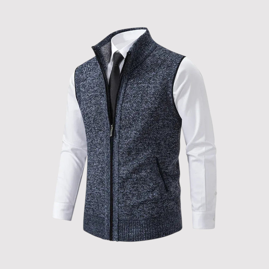 Michael Sydney men's zip-front vest, front view