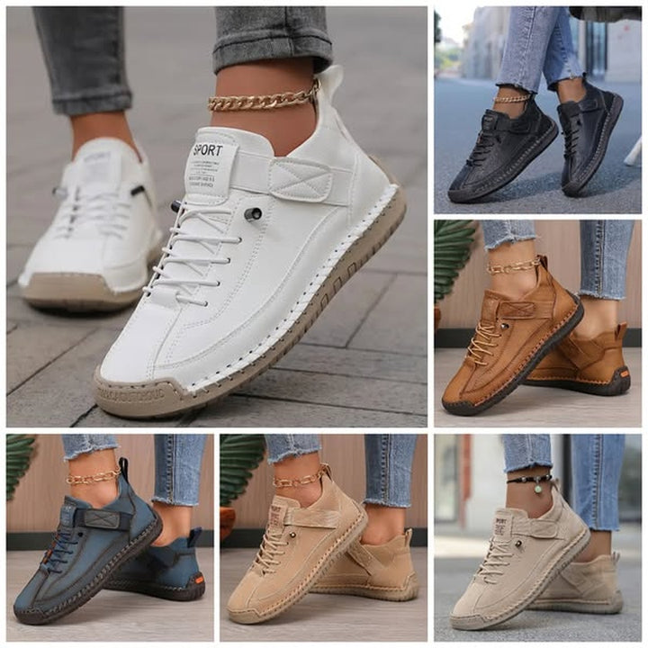 Jillian Stitched Strap Lace-Up Sneakers in ten colours