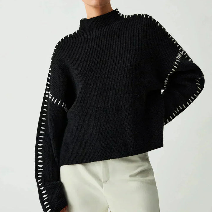 Shirley™ | Whipstitch Mock-Neck Jumper