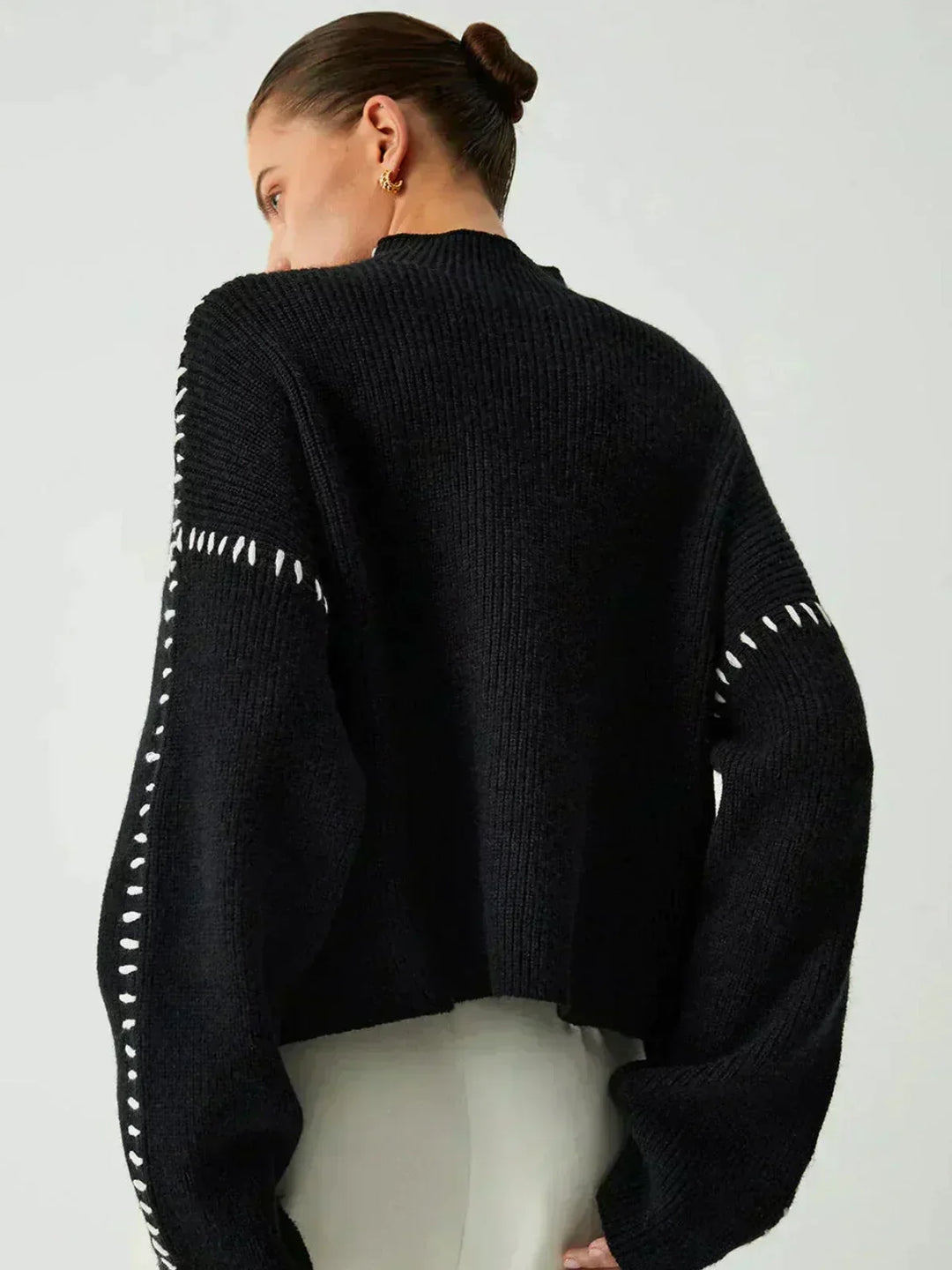 Shirley™ | Whipstitch Mock-Neck Jumper