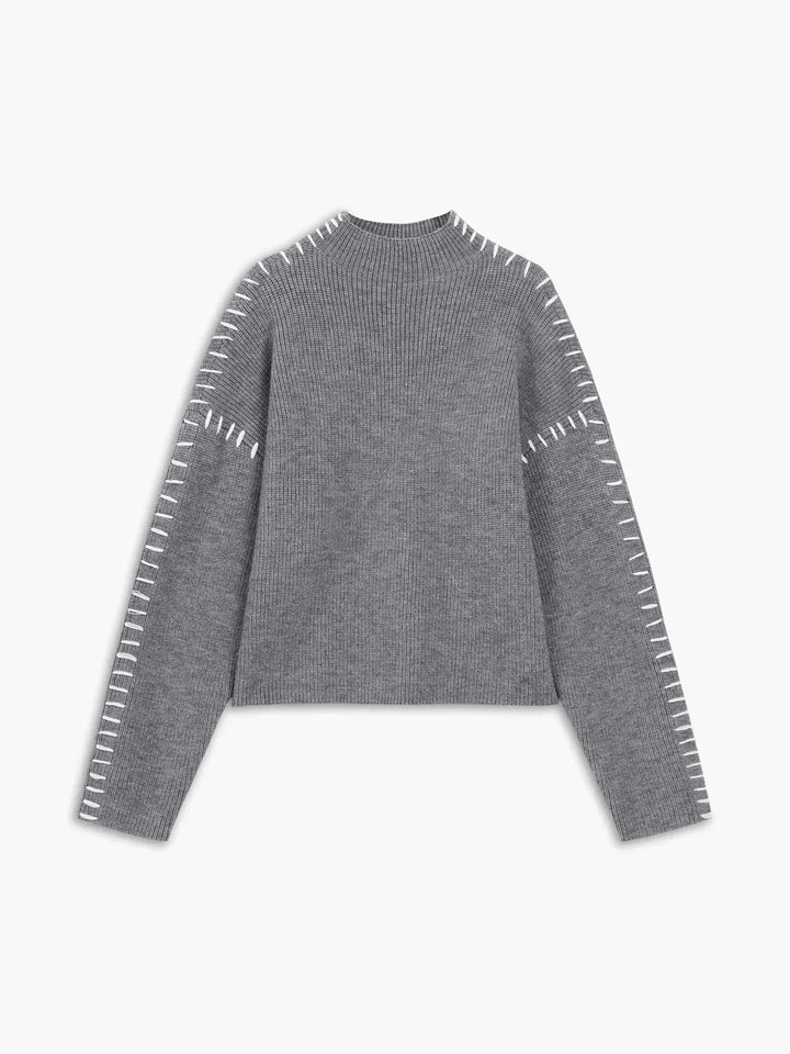 Shirley™ | Whipstitch Mock-Neck Jumper