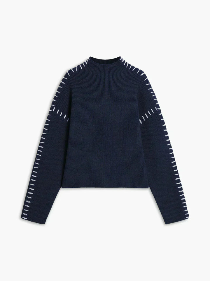 Shirley™ | Whipstitch Mock-Neck Jumper