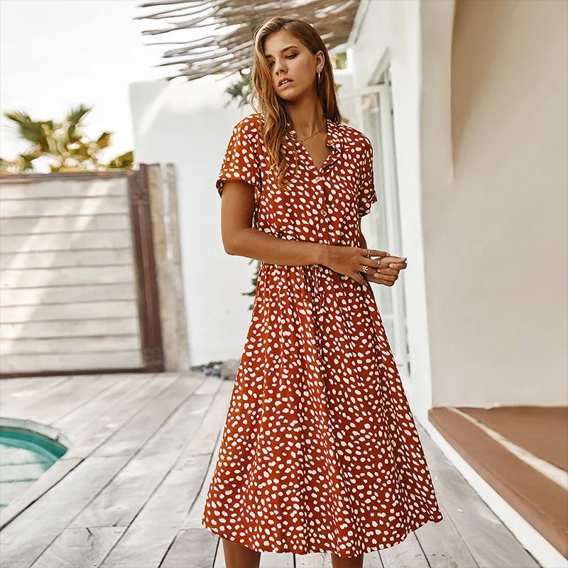 Alicia™ | Printed Summer Midi Dress