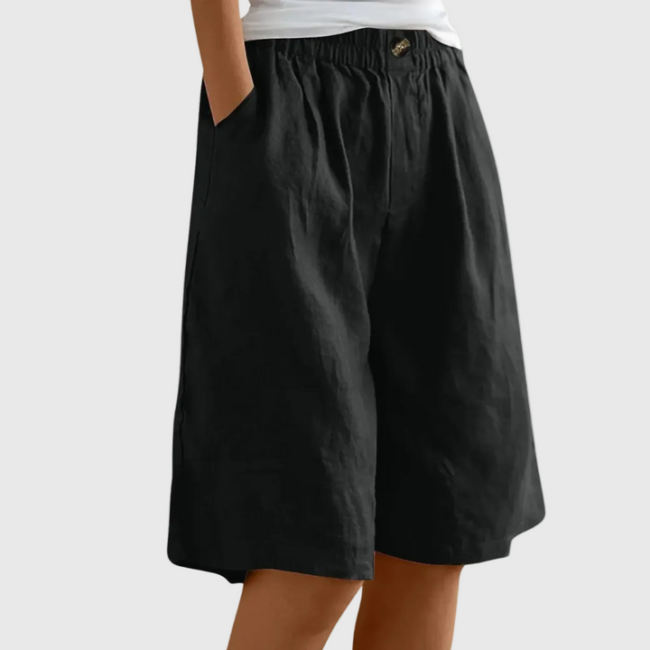 Wide-leg bermuda shorts in black