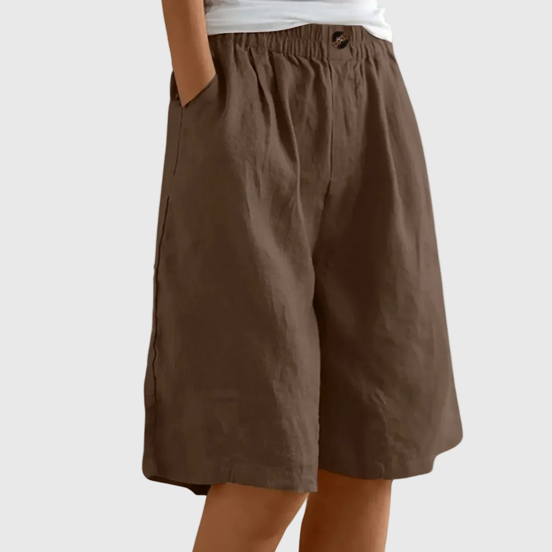 Wide-leg bermuda shorts in brown
