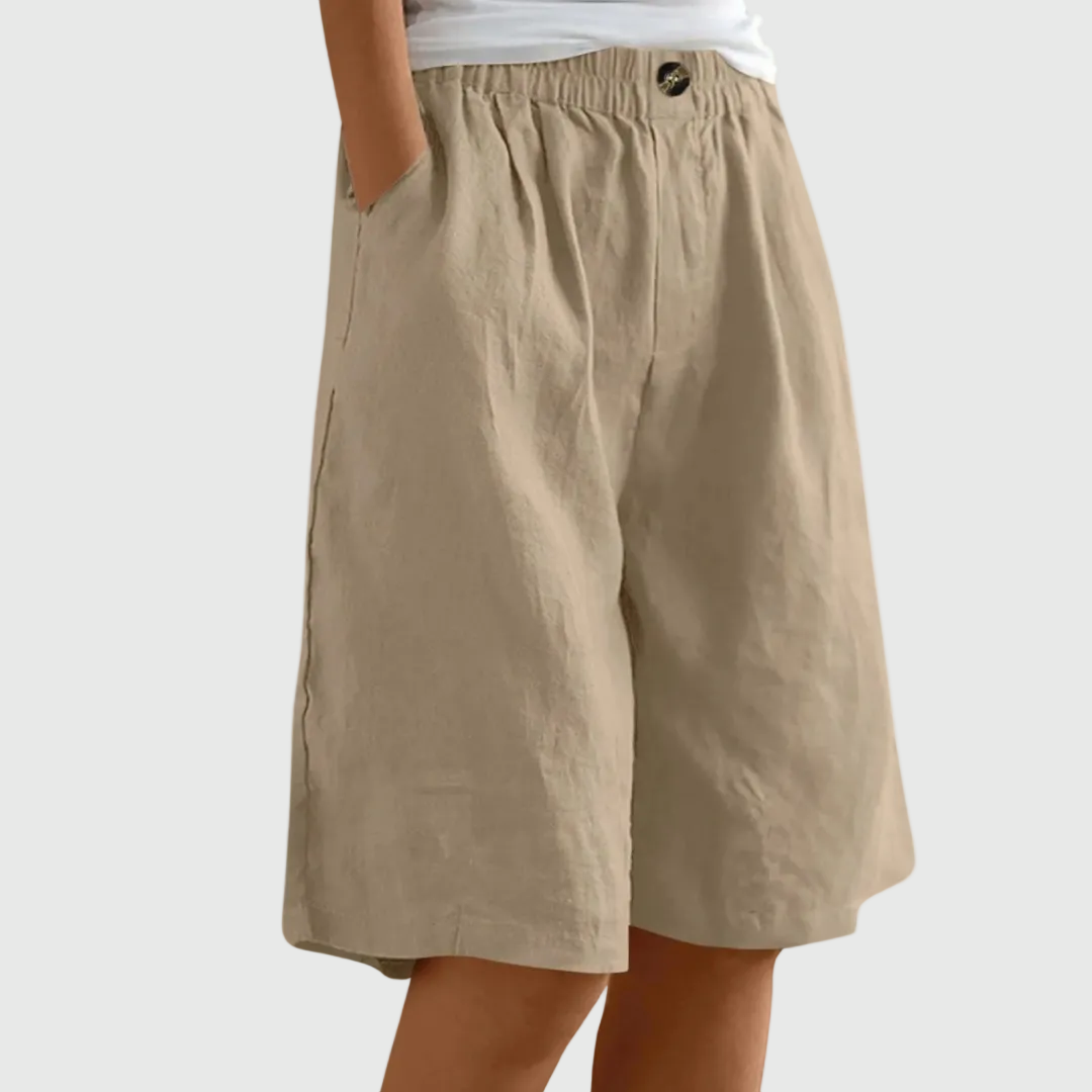 Wide-leg bermuda shorts in camel