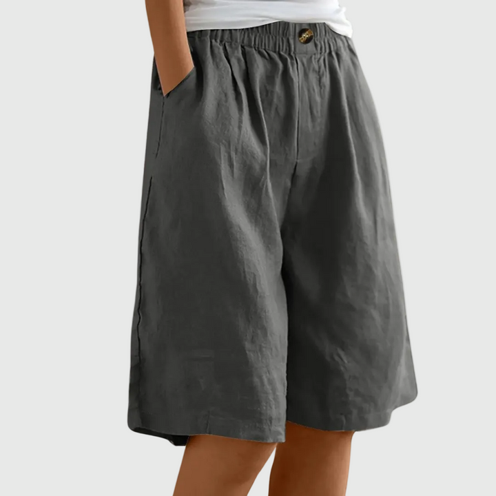 Wide-leg bermuda shorts in dark grey