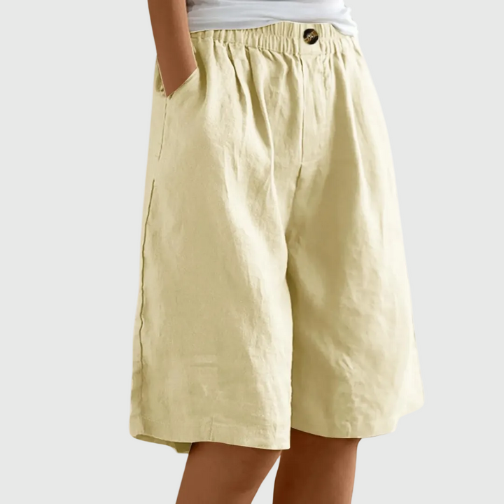 Wide-leg bermuda shorts in khaki