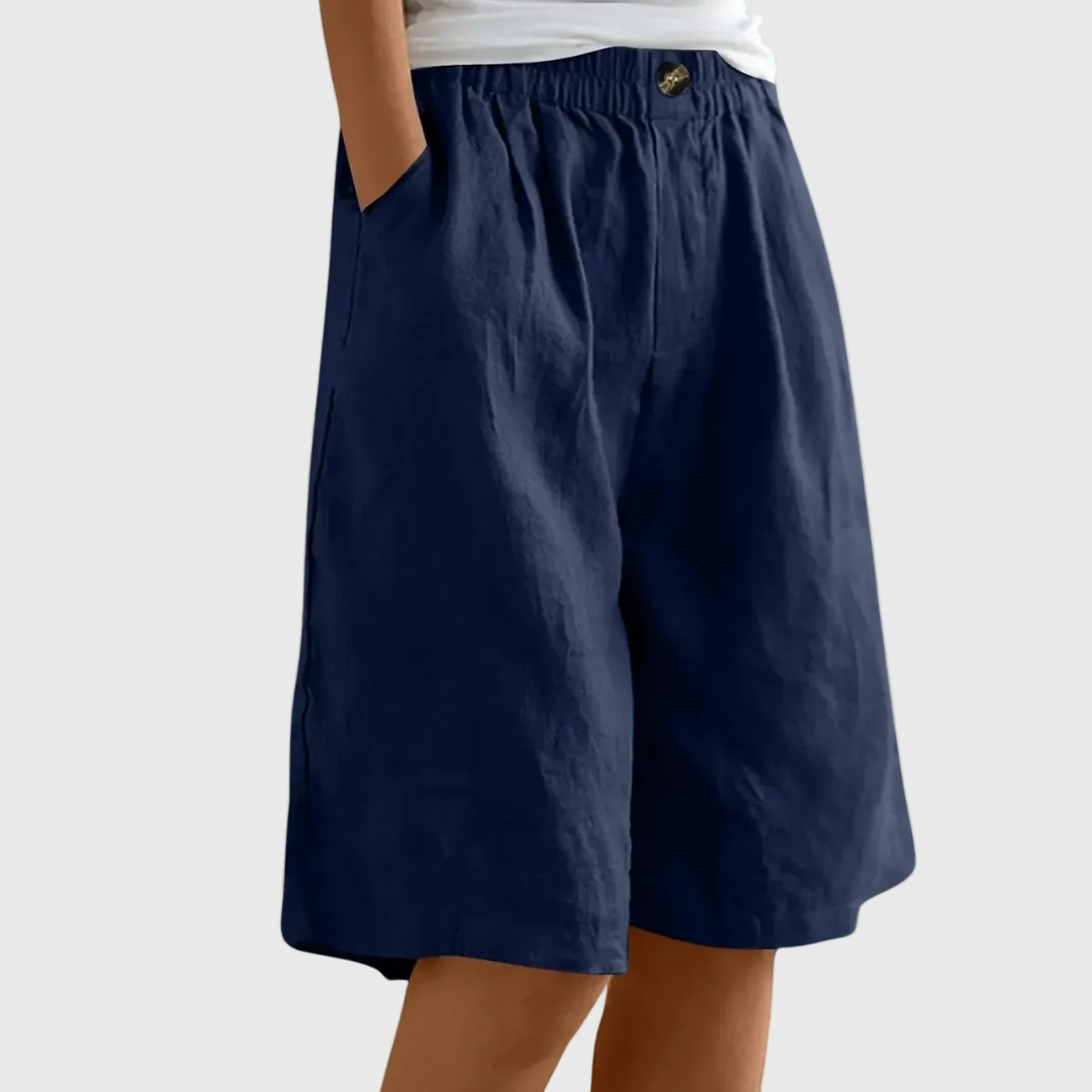 Wide-leg bermuda shorts in navy