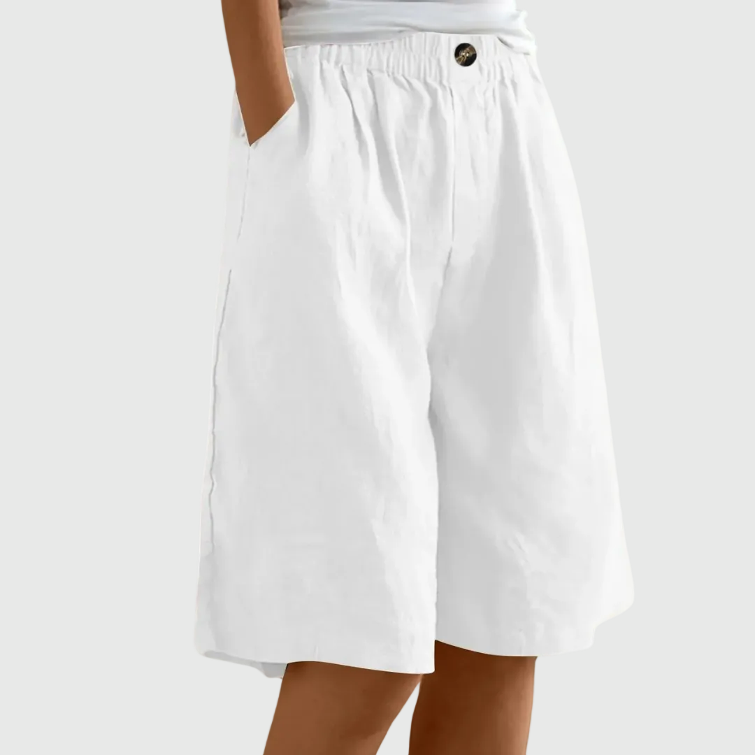 Wide-leg bermuda shorts in white