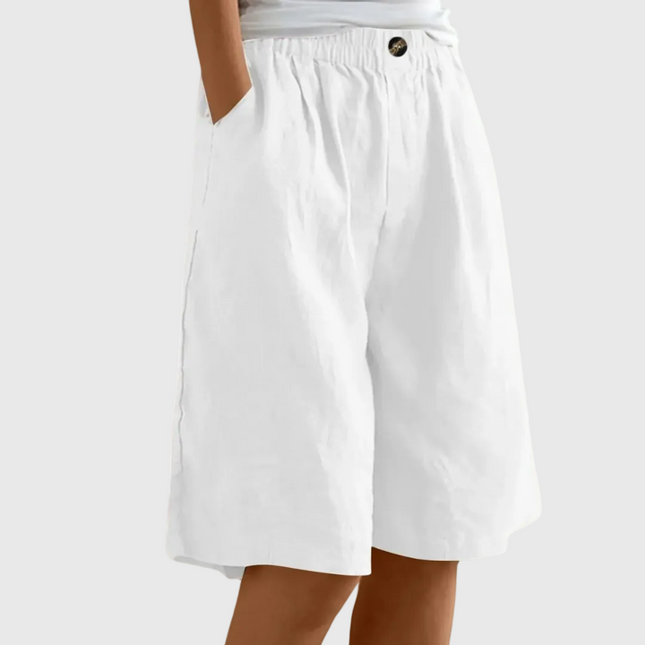 Wide-leg bermuda shorts in white