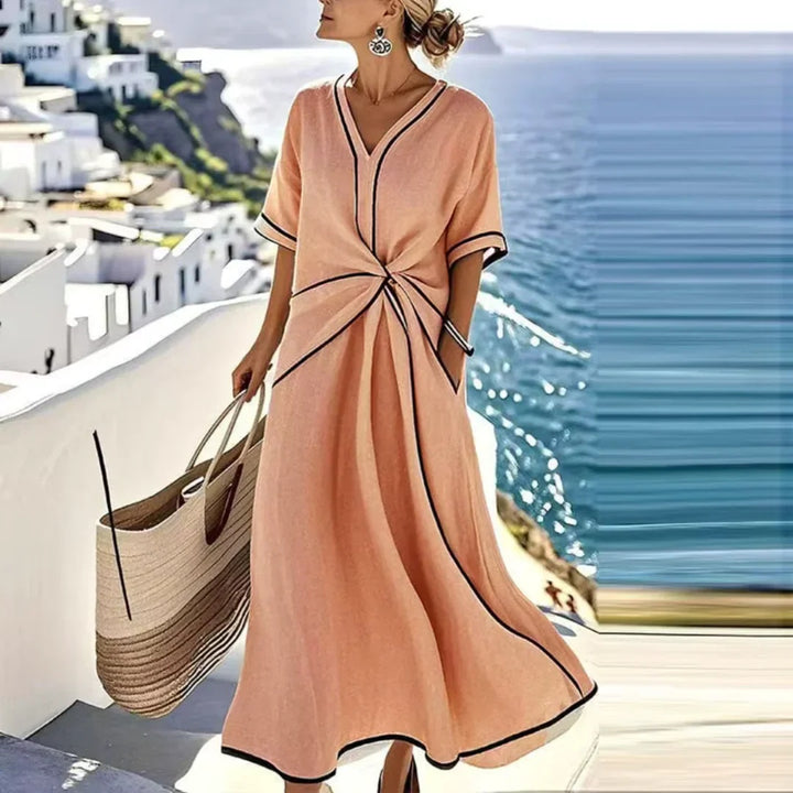 Michelle Draped Maxi Dress in Salmon