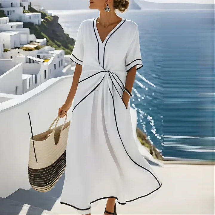 Michelle Draped Maxi Dress in White