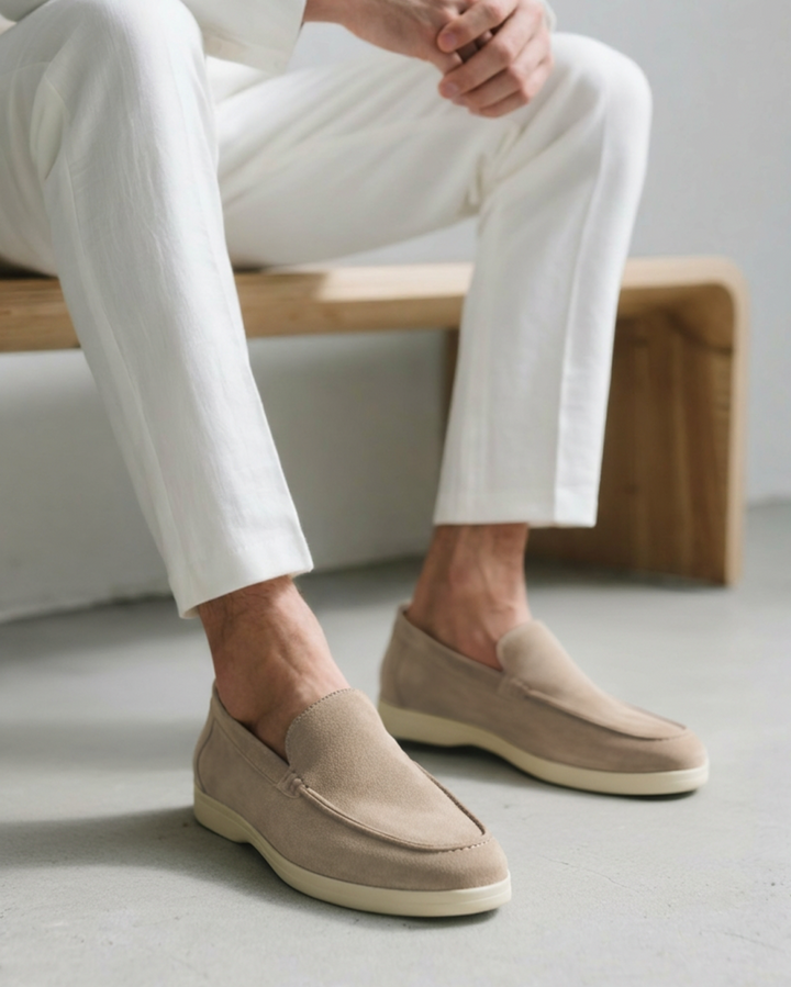 Michael Sydney men's taupe loafer, side view