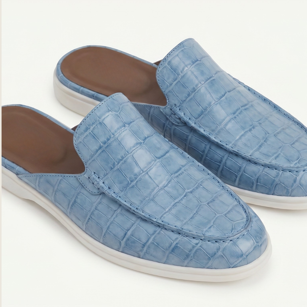 Michael Sydney men's textured mules in blue, front view