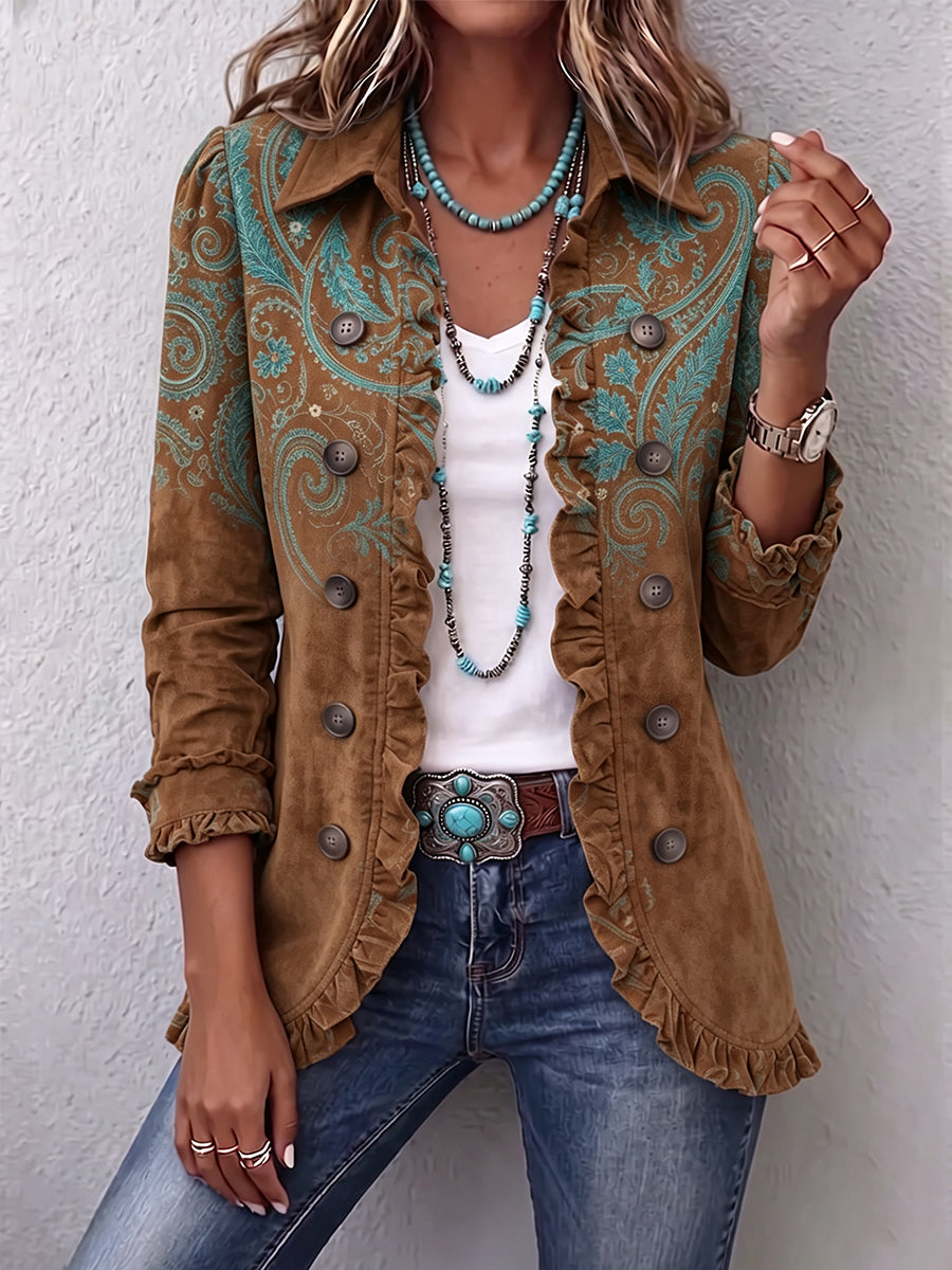 Rosa™ | Blazer in Brown with Turquoise Paisley