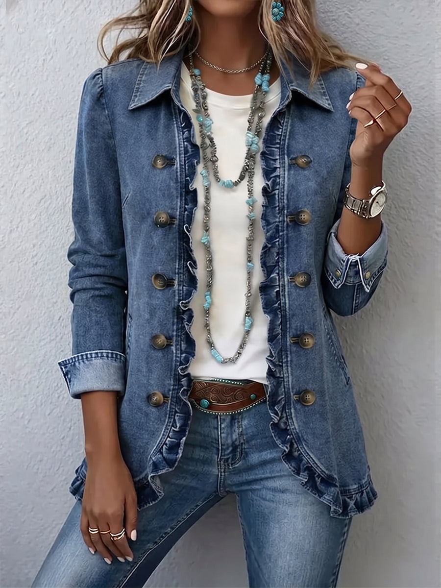 Cora™ | Blazer in Blue with Ruffles