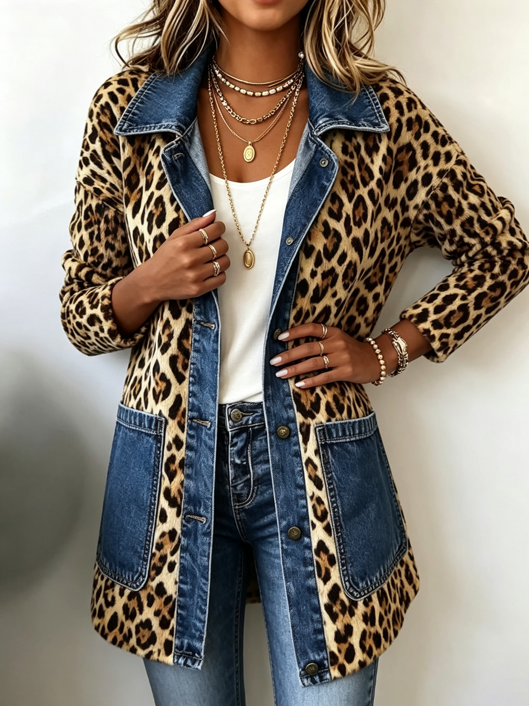 Flora™ | Long Jacket in Leopard Print