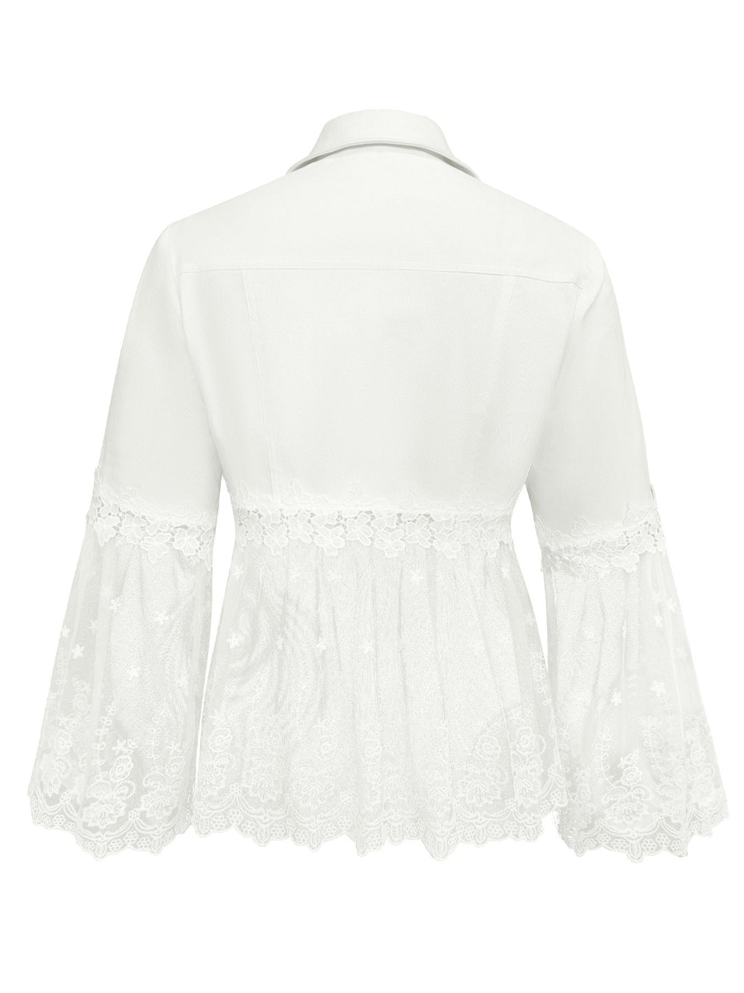 Hilary™ | White Jacket with Openwork Flounce