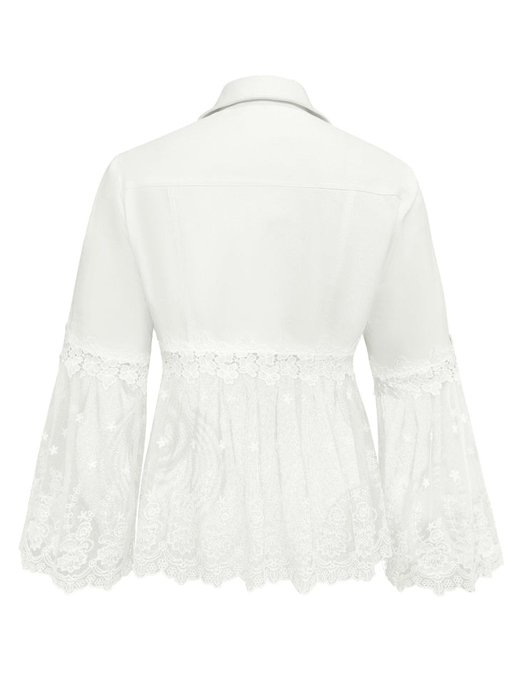 Hilary™ | White Jacket with Openwork Flounce