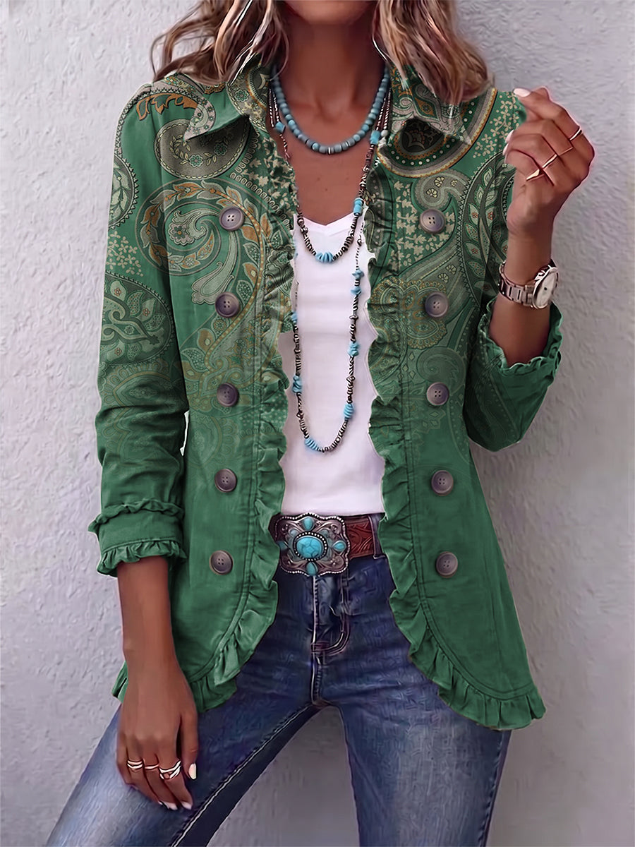 Coral™ | Blazer in Green with Gold Paisley