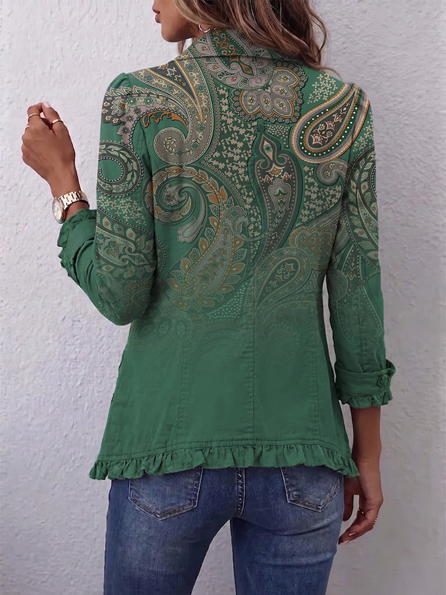 Coral™ | Blazer in Green with Gold Paisley
