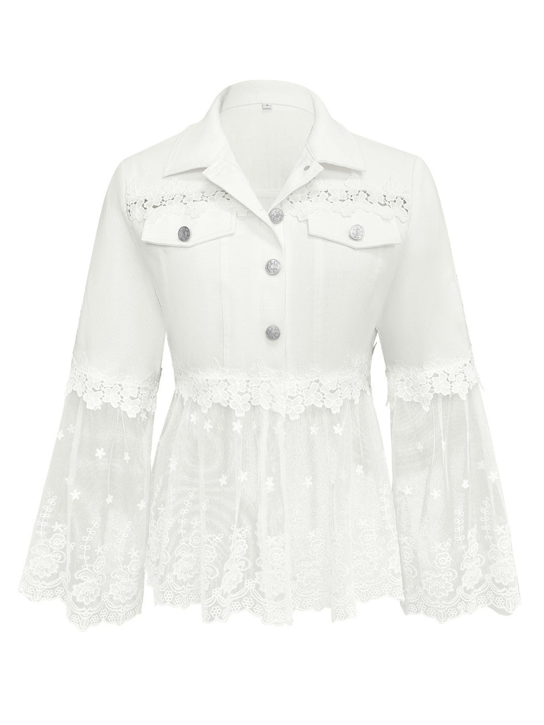 Hilary™ | White Jacket with Openwork Flounce