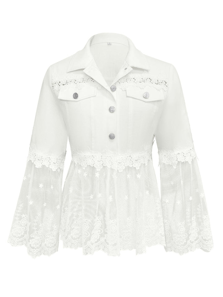 Hilary™ | White Jacket with Openwork Flounce