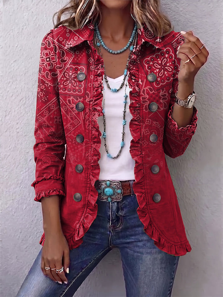 Ella™ | Blazer in Red with Bandana Pattern