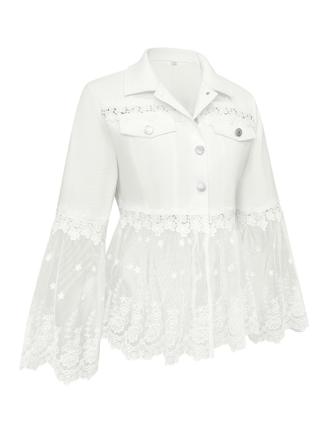 Hilary™ | White Jacket with Openwork Flounce