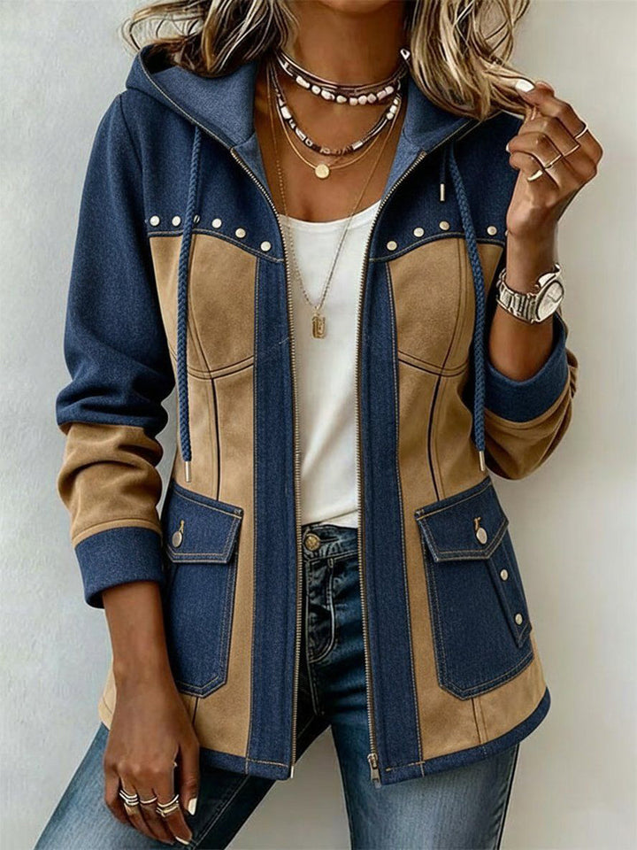 Carmen™ | Hooded Jacket in Patchwork Look