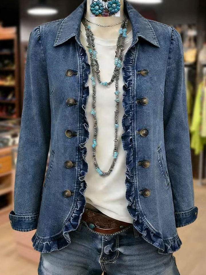 Cora™ | Blazer in Blue with Ruffles
