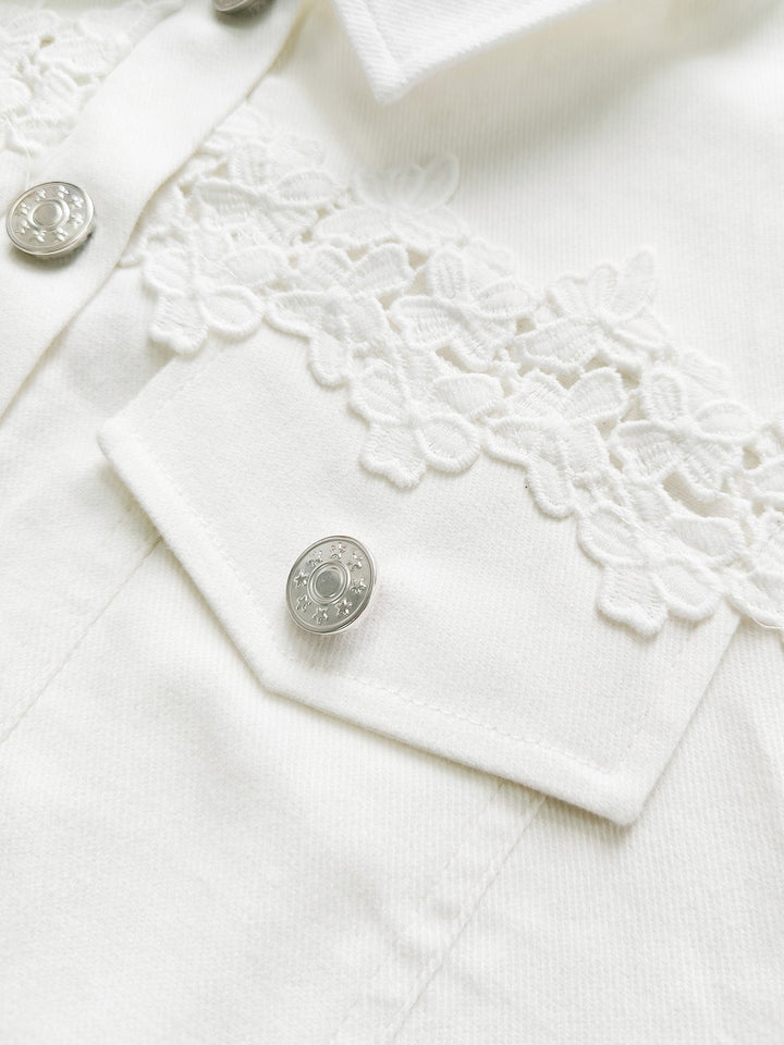 Hilary™ | White Jacket with Openwork Flounce