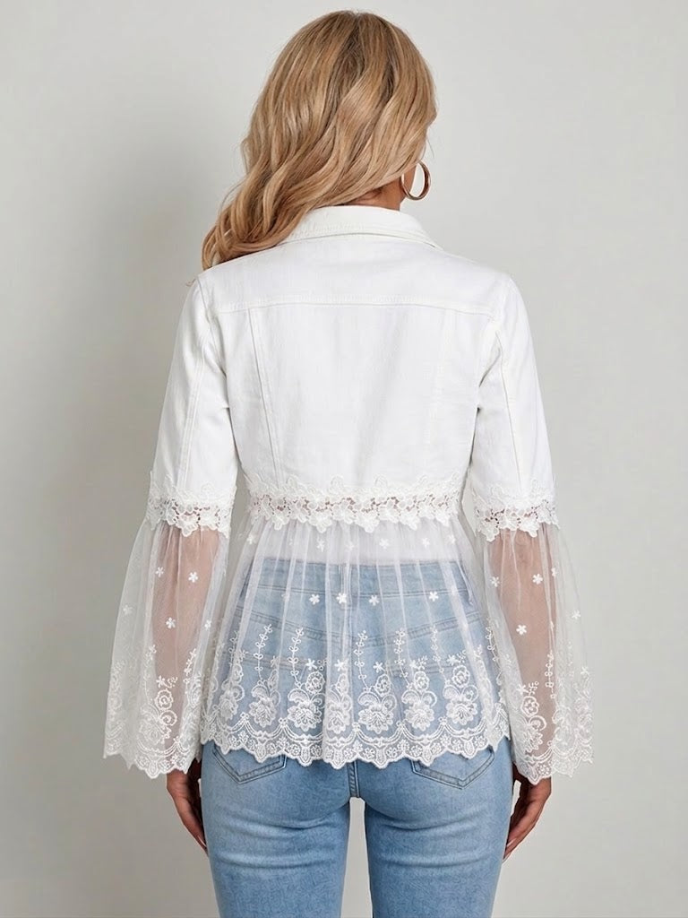 Hilary™ | White Jacket with Openwork Flounce