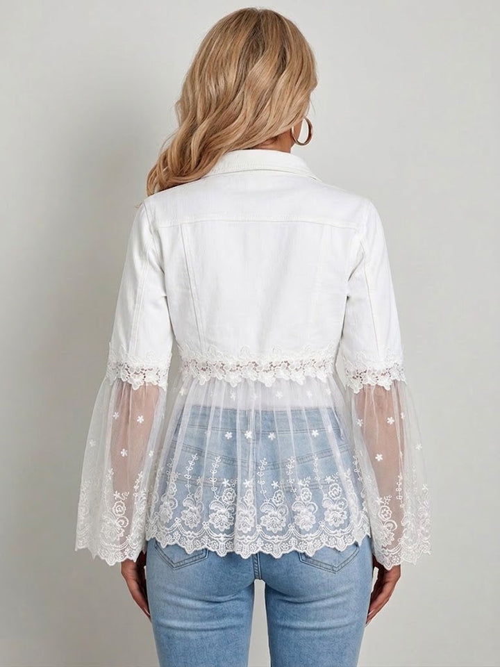 Hilary™ | White Jacket with Openwork Flounce